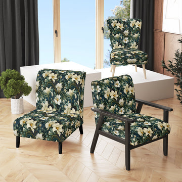 Green And Beige Wines Flowers - Cottage Accent Side Chair